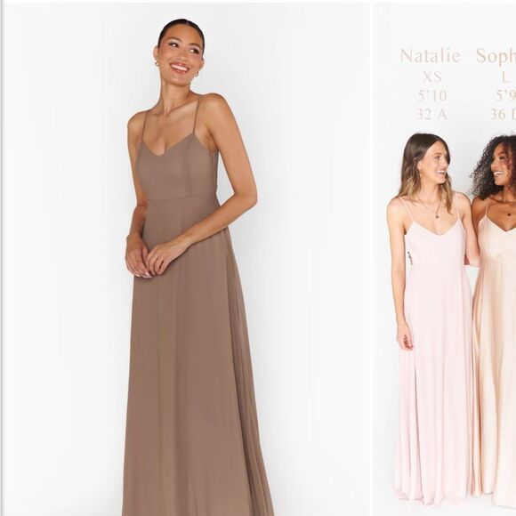 NWT Show Me Your MuMu Faith Dune Chiffon Maxi Dress - Picture 5 of 11